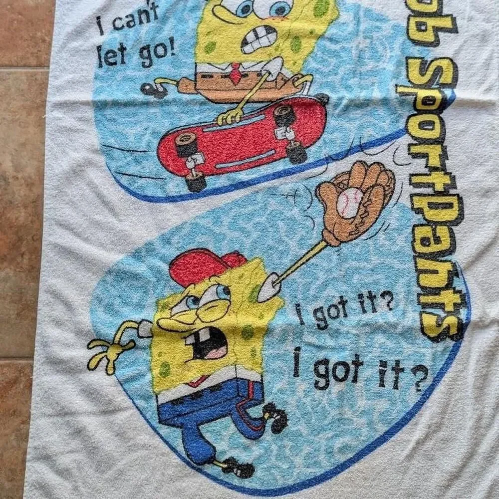 Nickelodeon y2k 2003 faded collectible SpongeBob SquarePants beach towel